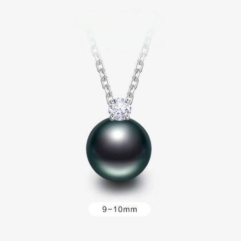 Tahitian Pearl Sasha Zirconia Necklace in Sterling Silver